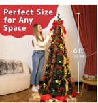 1,8 m zusammen klappbarer faltbarer Weihnachtsbaum einfache Installation Pull-up-Pop-up mit warmem Licht Deci de Noel Arbil schnell bewaffnet