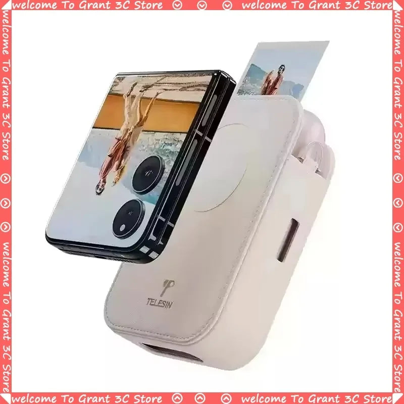 TELESIN LIENE Mini-Fotodrucker Zink, tintenfrei, 300 dpi, kabellos, Bluetooth, tragbarer Foto-Waschautomat mit APP für selbstgemachte Bilder und Geschenke