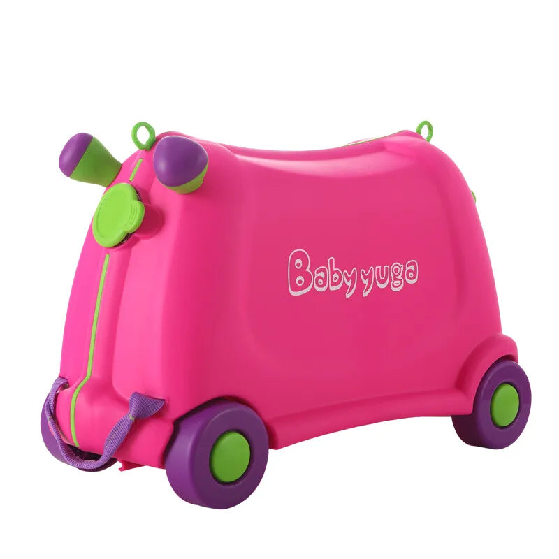 Ride-On Kindergepäck mit geräuschlosen Rädern, Cartoon-Aufbewahrungsbox, Spielzeugkoffer, stapelbares Design für Zuhause/Reisen (Jungen/Mädchen)