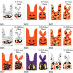 25/50 Stück Halloween Süßigkeitentüten, Kaninchenohr Kürbis, Plastiktüte, Kekse, Dessert DIY Verpackung, Kid Halloween, Party Geschenk Dekor