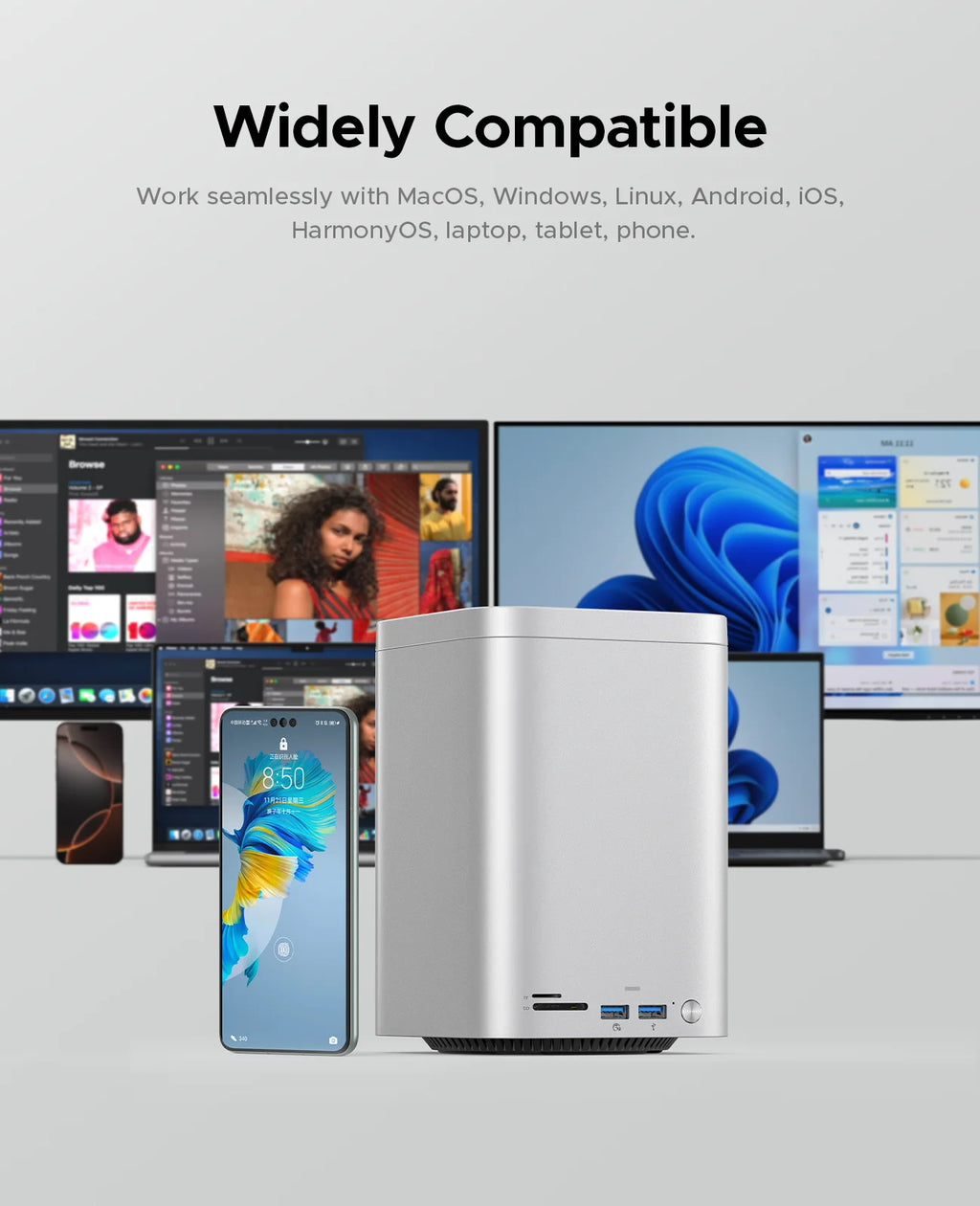 ORICO MiniTower für Mac Mini M4 Pro Dockingstation mit M.2 SSD Typ C Dockingstation Desktop Hybrid-Speichersystem DAS