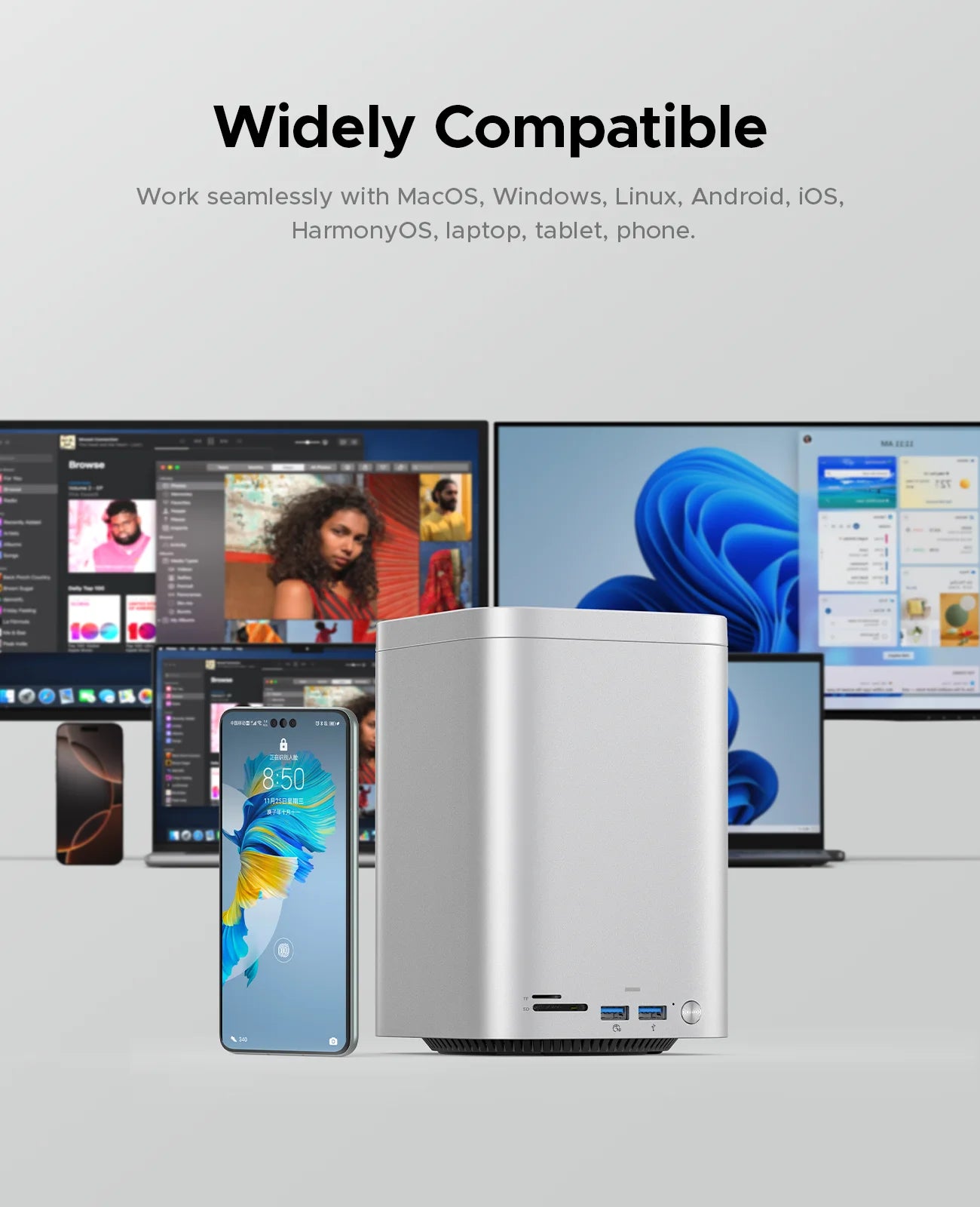 ORICO MiniTower für Mac Mini M4 Pro Dockingstation mit M.2 SSD Typ C Dockingstation Desktop Hybrid-Speichersystem DAS