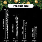 24 Stück klare Eiszapfen-Girlande – elegante hängende Eissäulen, schwere Drop-Dekorationen in verschiedenen Größen für Weihnachtsbaum, Weihnachtsgeschenke