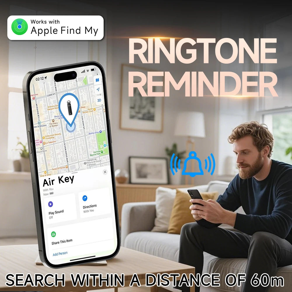 Air-Schlüsselanhänger, Schlüssel-Organizer funktioniert mit Apple Find My, integrierten Airtag-Chips, Auto-Schlüsselanhänger mit GPS-Tracker, Schlüsselfinder (nur iOS)