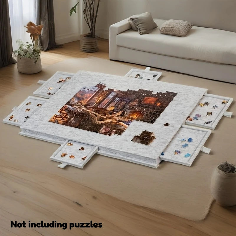 Puzzlebrett mit 6 Schubladen & Ständer – 2-in-1, Filzoberfläche, 1000+ Teile, neigbar