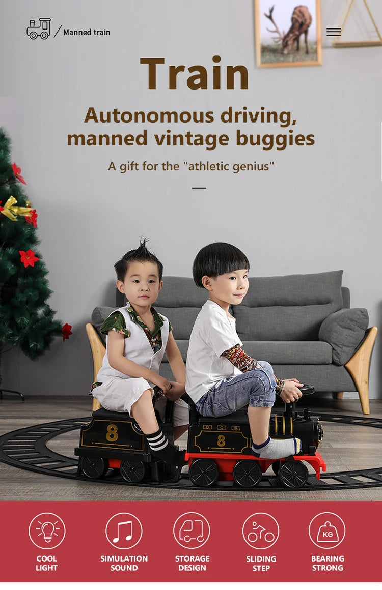 Kinder Zug Reiten Spielzeug Ailway Klassische Elektrische Modell Kann EINE Kleine Zug Schiene Auto Kinder Baby Walker Kinderwagen Spielzeug Jungen