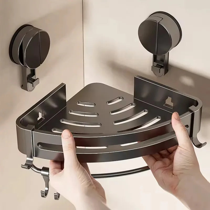 Badezimmer-Ecklagerregal, Saugnapf, Halterung an der Wand, Dusch-Caddy-Box, abnehmbares Badezimmer, Küche, Toilette, Organizer-Rack