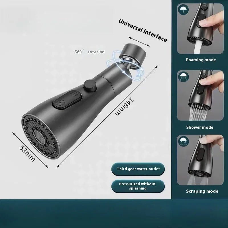 Universal Wasserhahn Extender Kupfer Drei Geschwindigkeit Kopf Wasser Saver Hause Erweiterte Dusche Spray Filter Wanxiang Wasserhahn Bubbler Düse