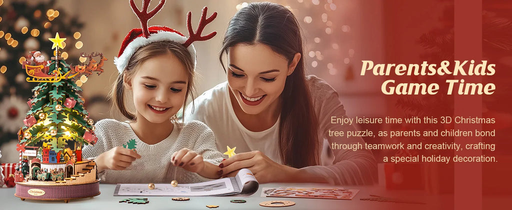 Robotime 3D-Holzpuzzles, Spieluhr, Weihnachtsmelodiebaum, Holzmodellbausätze für Erwachsene zum Bauen, beste Geschenke für Erwachsene und Kinder
