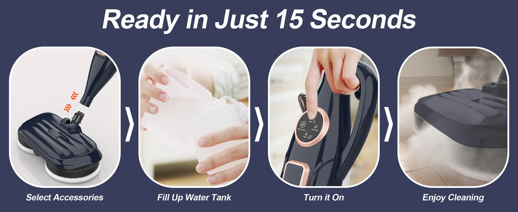 Dampfreiniger mit drehbarem Wischpad, 10-in-1, leichter Spin-Mop, 1300 W, leistungsstarker Bodendampfer für Zuhause, Hartholz, Laminat, VM6