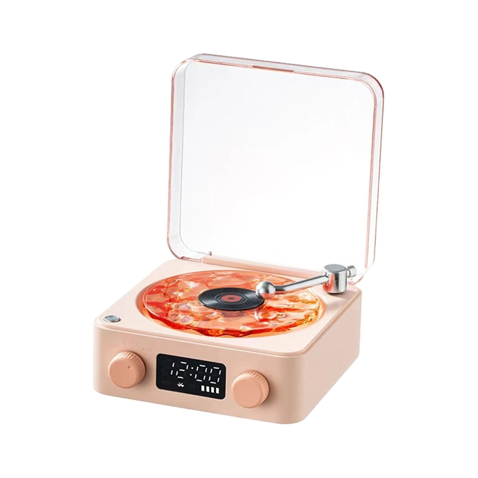 Retro Plattenspieler Lautsprecher mit weißem Rauschen, kabelloser Bluetooth-Schallplattenspieler, Stereo-Sound, RGB-Projektion, Lampeneffekt