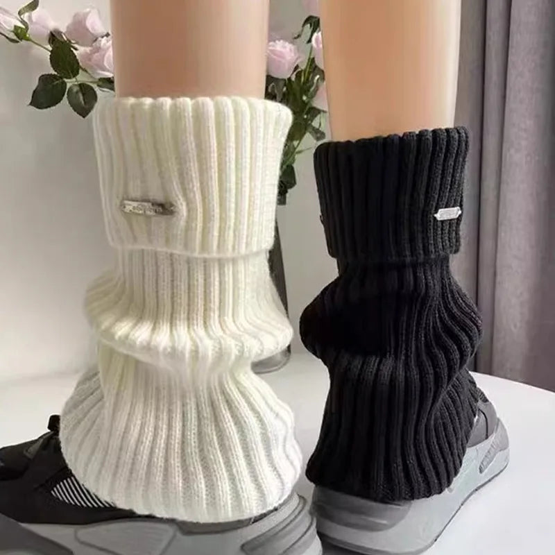 Neue gestrickte Lolita JK Beinwärmer, Damen lange Socken, Herbst, Winter, Wolle Fußabdeckung, Armwärmer, Y2K Crochet, Heap Socke, Stiefelmanschetten