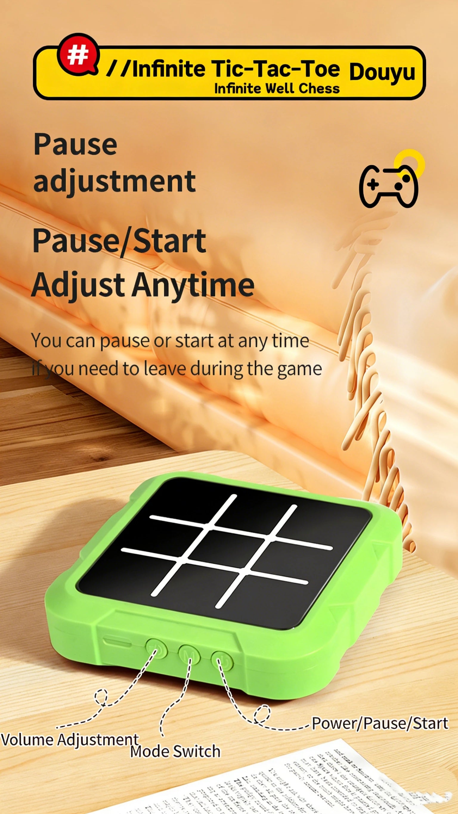 Tragbare Tic Tac Toe-Spielekonsole – tragbares elektronisches Puzzle für alle Altersgruppen, Reisespielzeug mit Memory-Training und Montessori-Geschenken