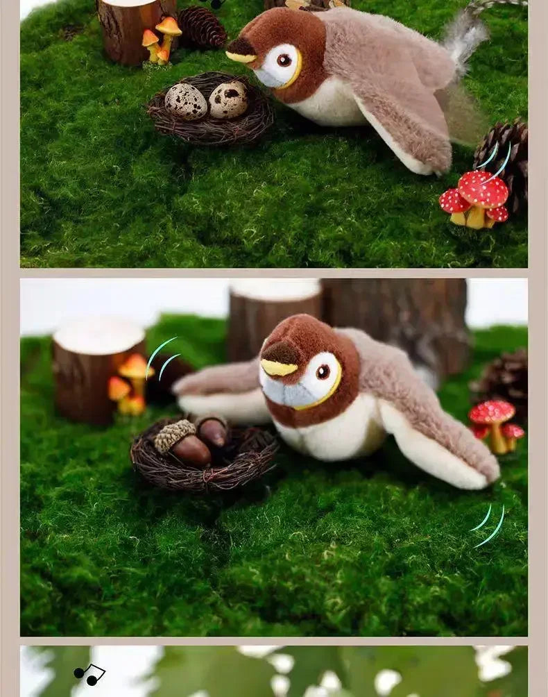 Interaktives Katzenspielzeug, wiederaufladbarer zwitschender Flattervogel mit Katzenminze für Hauskatzen, berührungsaktiviertes Plüschspielzeug für Katzen