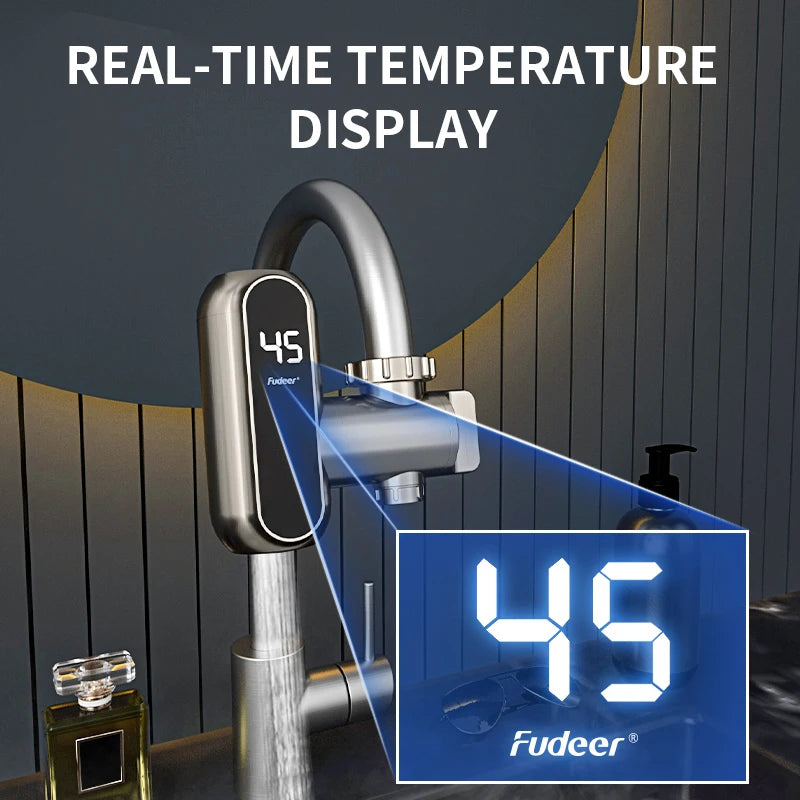 Fudeer 3400 W 220 V Elektrische Küche Warmwasserbereiter Wasserhahn Instant Hot Edelstahl Wasserhahn Heizung Kaltheizung Wasserhahn
