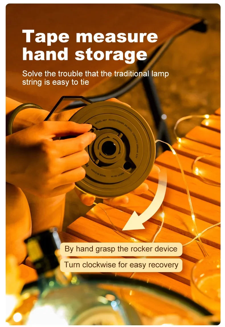 Outdoor-Camping LED Umgebungs licht Typ C wiederauf ladbare tragbare Beleuchtung Taschenlampe mit 6 Modi dekorative Lichterkette