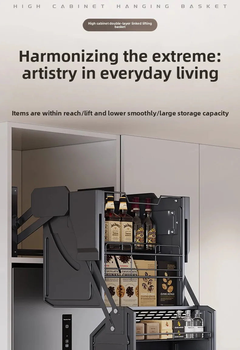 Hängeschrank, Hebekorb, Küchenschrank, Hochschrank, Kühlschrank, Ofen, Snacks Gewürzkorb, Vertiefung Lagerregal