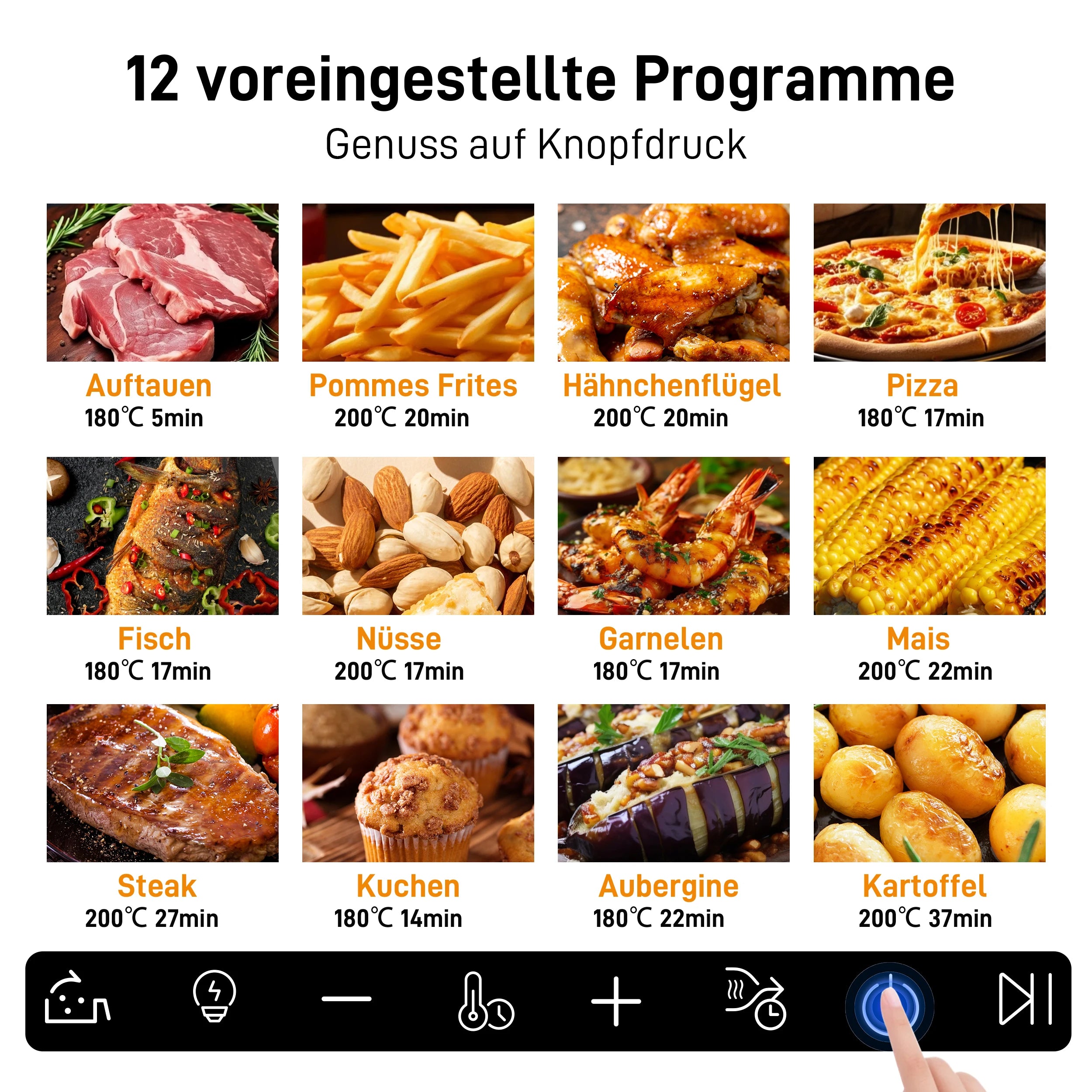 8-Liter-Heißluftfritteuse mit Sichtfenster und Backofen