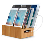 Bambushalter für iPhone, Ständer für Samsung-Telefonkabel, Ladestation, Docks, Organizer für Smartphones und Tablets, USB-Ladegerät