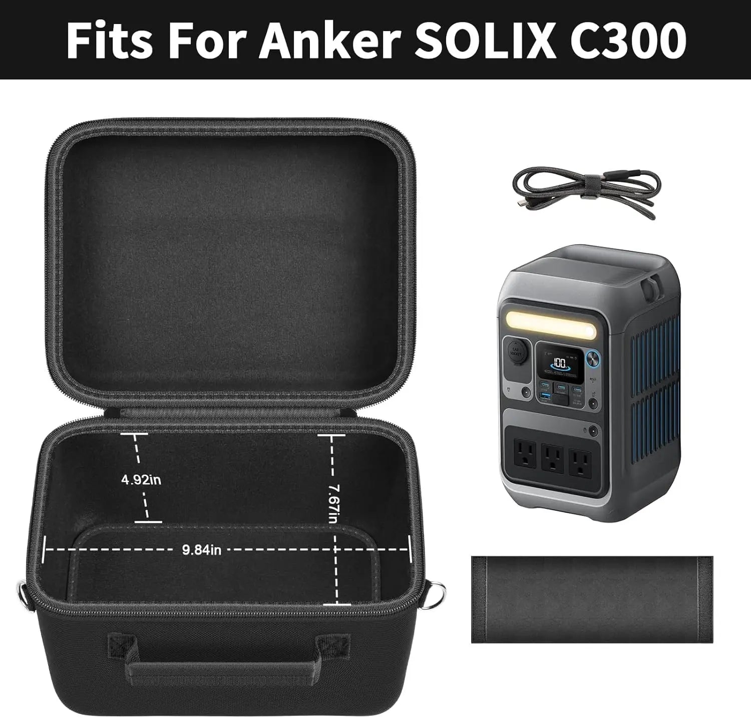 Aufbewahrungstasche für tragbares Kraftwerk Anker SOLIX C300, Akku-Solargenerator-Aufbewahrungshalter (für Anker SOLIX C300) (nur Tasche)
