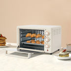 22-Liter-Miniofen kompakt mit Pizza-Funktion und Sichtfenster, 120 ° C bis 250 ° C, 60-Minuten-Timer, 1000 Watt, in Weiß