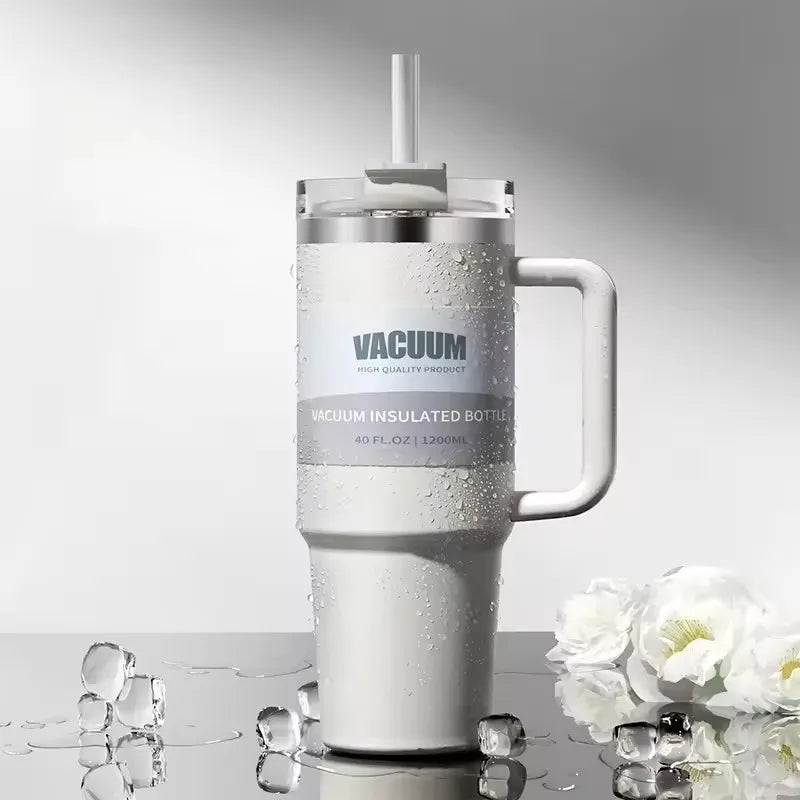40-Unzen-Autobecher, isolierter Strohbecher aus Edelstahl 304, Eisbecher, Auto-Wasserbecher