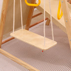 7-in-1 Multifunktionales Klettergerüst aus Holz mit Rutsche und Schaukel, Kletterleiter/Netz/Steinen, Indoor-Spielplatzspielzeug für Kinder ab 3 Jahren