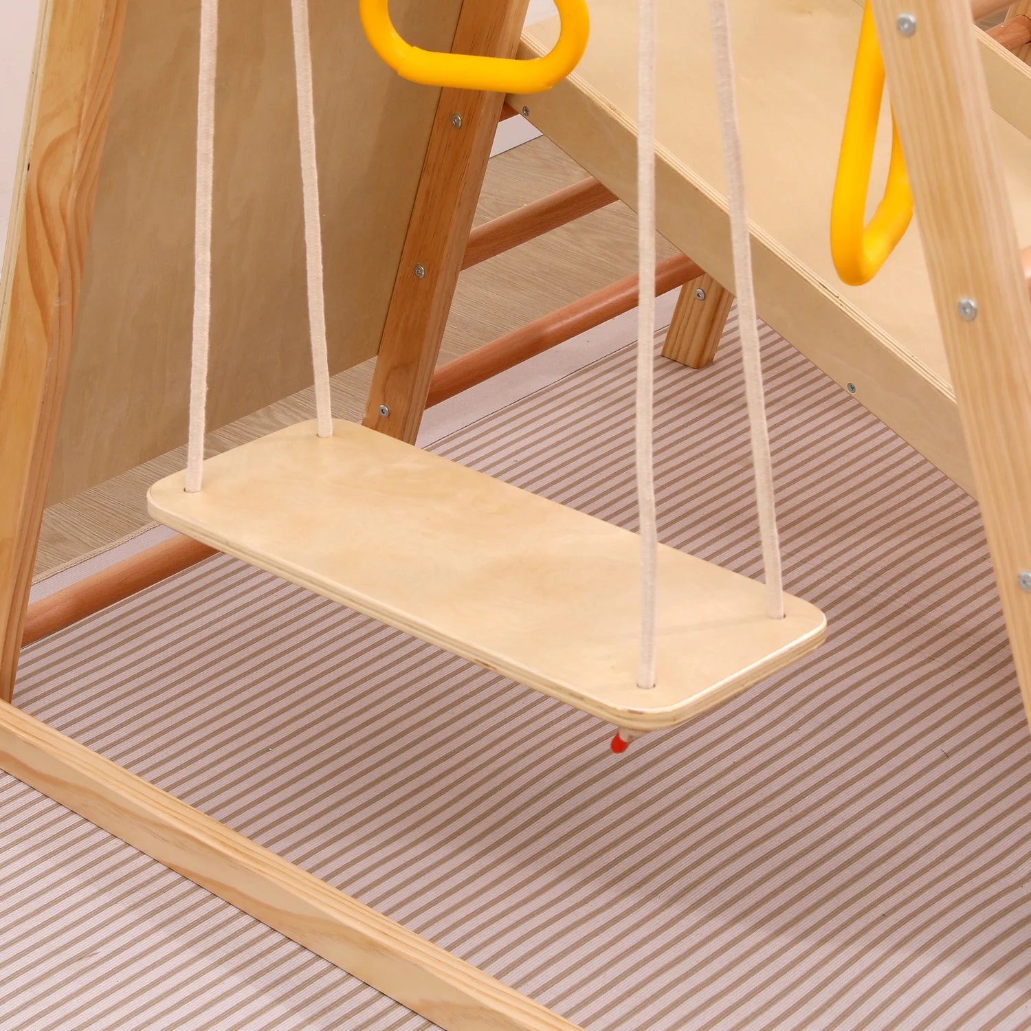 7-in-1 Multifunktionales Klettergerüst aus Holz mit Rutsche und Schaukel, Kletterleiter/Netz/Steinen, Indoor-Spielplatzspielzeug für Kinder ab 3 Jahren