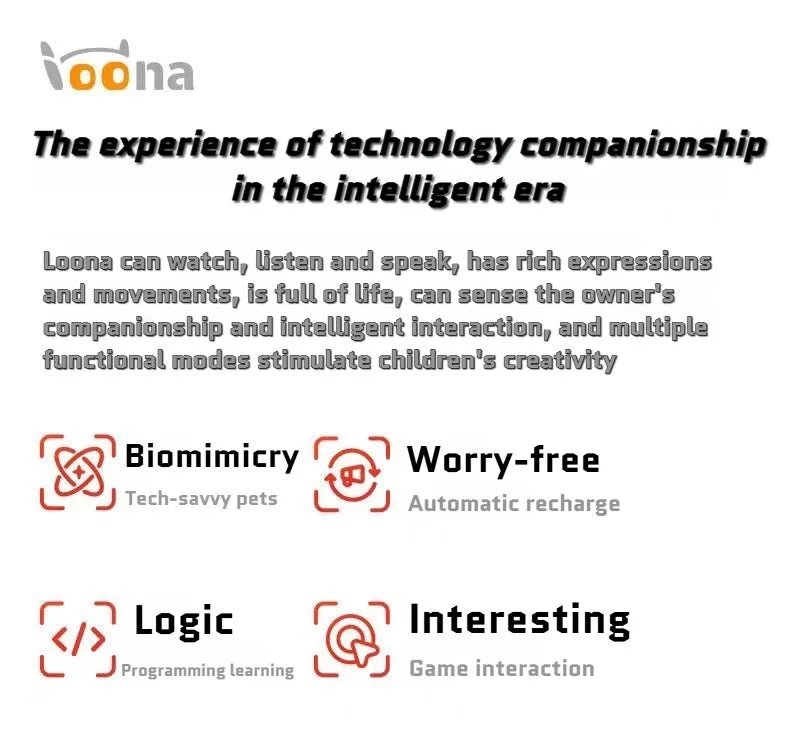 Loona Smart Pet Robot Niedlicher AI-Roboter, emotionale Roboter, interaktive Sprachsteuerung, Gestensensoren, Heimüberwachung, mehrsprachige Unterstützung K