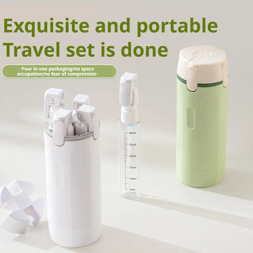 4-in-1-Reisespender, tragbare Reiseflaschen, auslaufsicher, auslaufsicher, Reisebehälter für Parfüm, Shampoo, Spülung, Lotion