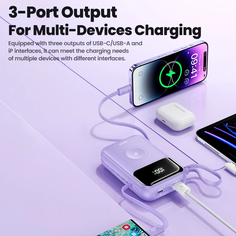 Toocki PowerBank 10000 mAh Tragbare PD 22,5 W Schnelllade-Powerbank für iPhone 16 15 14 13 12 Apple Watch Mobile Externer Akku