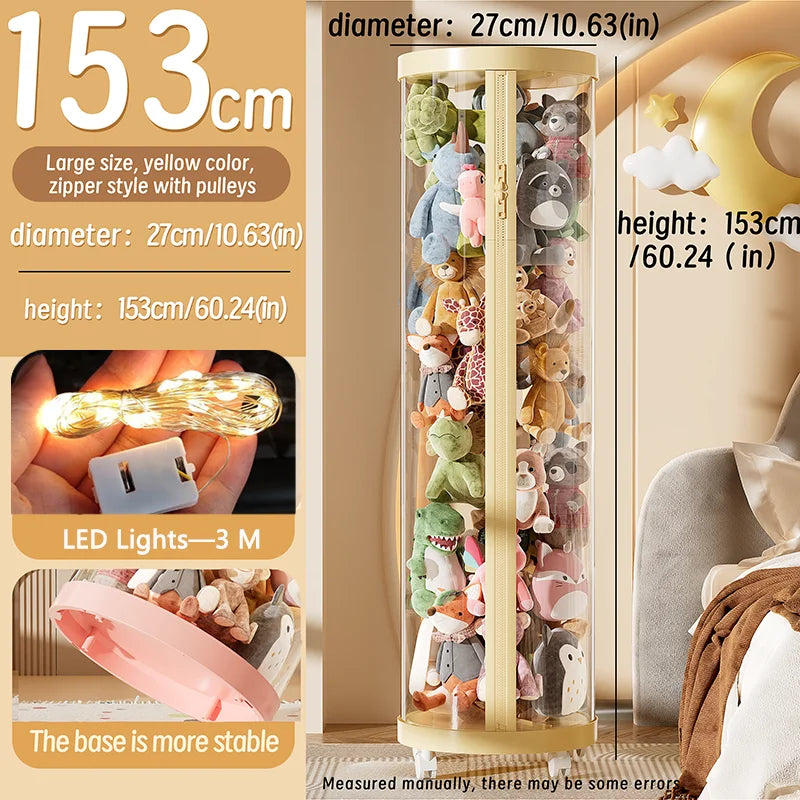 Transparente Puppe Lagerung Box Plüsch Spielzeug Organisation Spielzeug Lagerung Rohr DIY Zipper Bins Kind Weihnachten Geschenk kinder Spielzeug Organizer