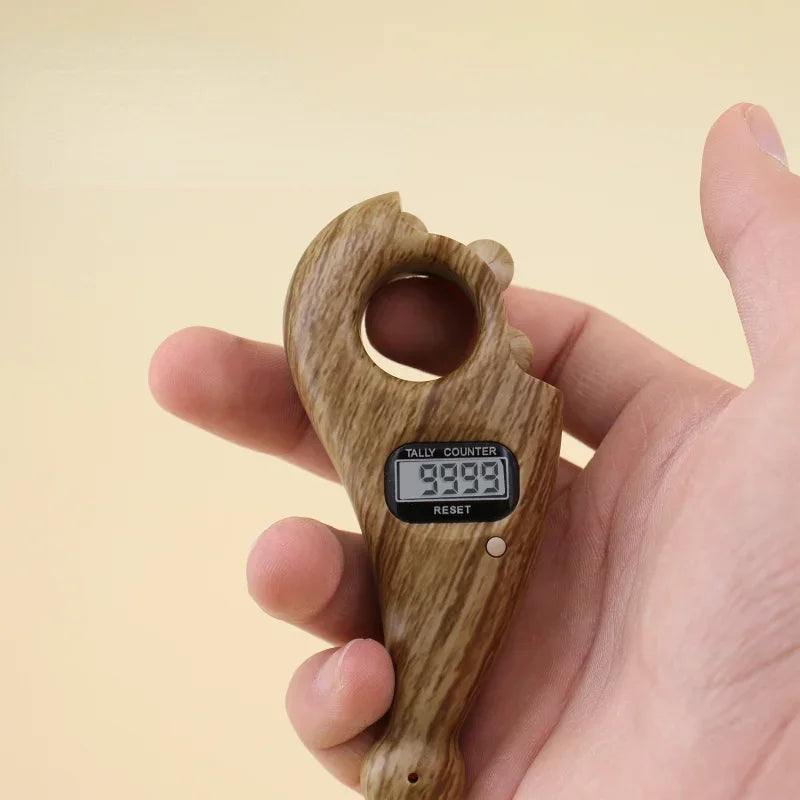 Holz-Fingerzähler Tasbih – 0–9999, Stummschaltung, Automatische Abschaltung | Mahagoni, Rosenholz & Nanmu | SHENGMEIYU