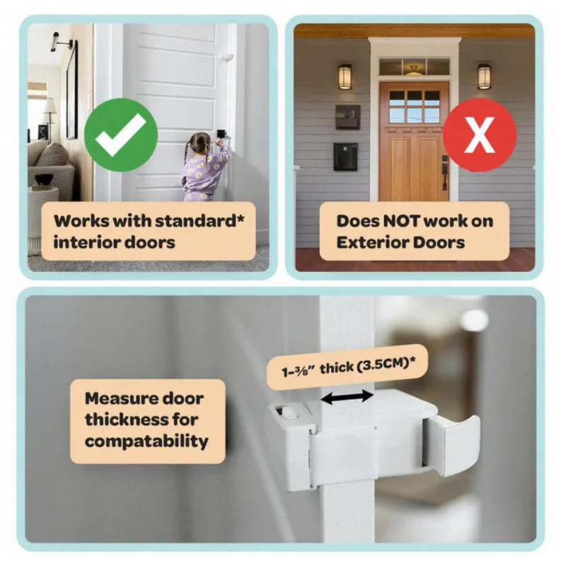 Kindersicherer Türhaken – Automatischer Sicherheitsriegel für Innentüren, Baby-Schutz, Zuhause