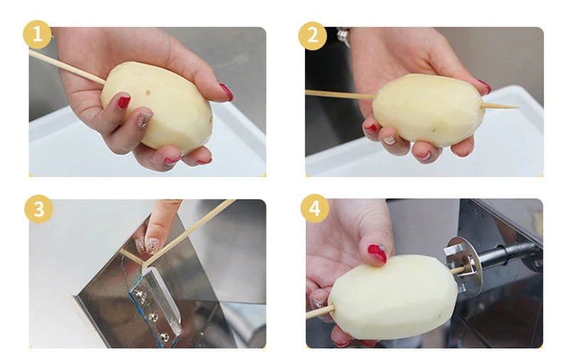 Kartoffelschneider Tornado, halbautomatische Dehnspirale aus dickem Edelstahl, manuelle Schneidemaschine, französische Frittiermaschine, Gemüseschneider