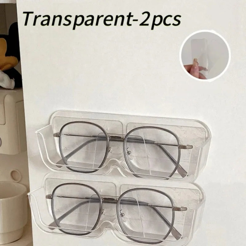 Brillen-Organizer Wandhalter – Selbstklebend, Ohne Bohren, 17,5×3,5×5,8cm | Sonnenbrille & Brille | Weiß, Grau & Transparent