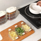 Mehrschichtige Gewürz-Aufbewahrungsbox, tragbar, kleine All-In-One-Zange, Küche, transparente Gewürze, Bohnen, Nüsse, Körner, Vorratsgläser