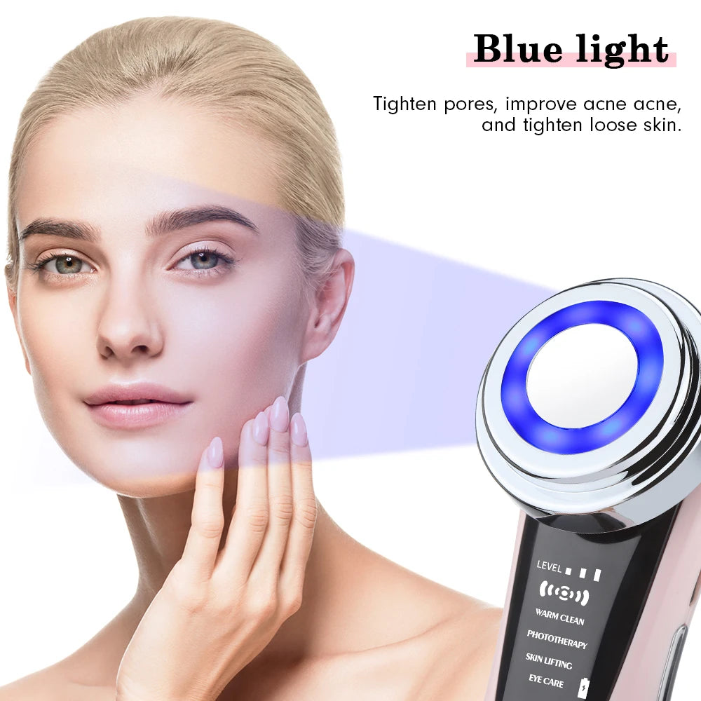 EMS Gesichtsmassagegerät LED Lichttherapie Sonic Ion Vibration Hautstraffung Facelifting Anti Falten Schönheitsgerät Hautpflegewerkzeug