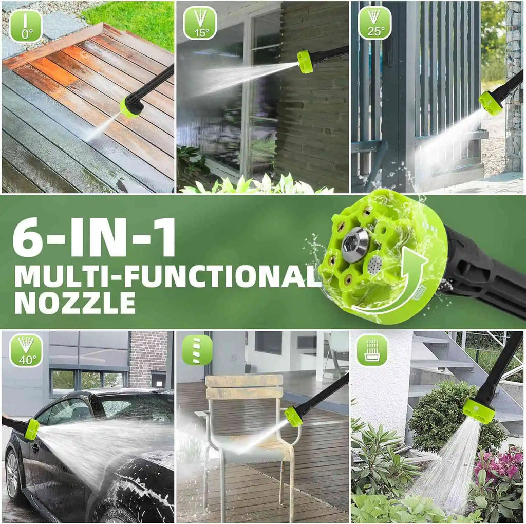 120Bar Bürstenlose Hochvolt-Autowaschpistole 6-in-1 Elektrische Gartenreinigung Spritzpistole fair für Makita 21V Batterie