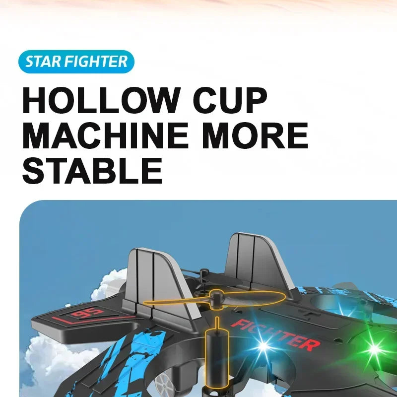 Fernbedienung Flugzeug V17 Jet Fighter Stunt Rc Flugzeug 360 °   Kreisendes ferngesteuertes Kampfflugzeug-Modellspielzeug mit LED-Leuchten