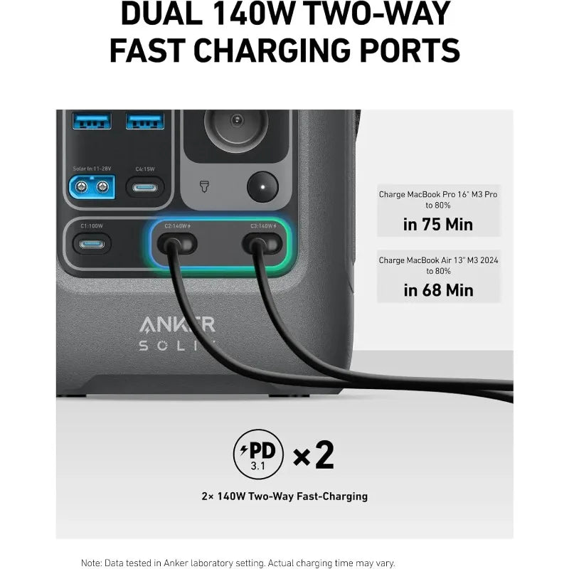 Anker SOLIX C300 DC Power Bank Station 288Wh Tragbares Kraftwerk 90000mAh Akku 300W Solargenerator für Camping Reisen