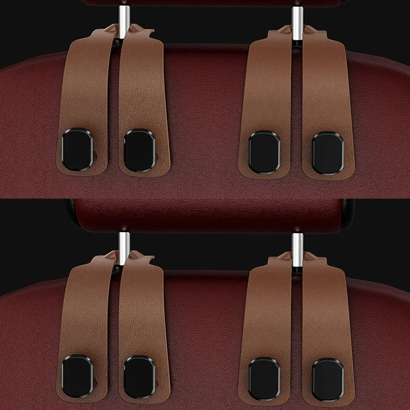 Auto-Kopfstützenhaken für Rücksitz – 20kg Tragkraft, Multifunktional, Universal | Kunststoff | Schwarz, Braun & Grau | 1–4 Stk.