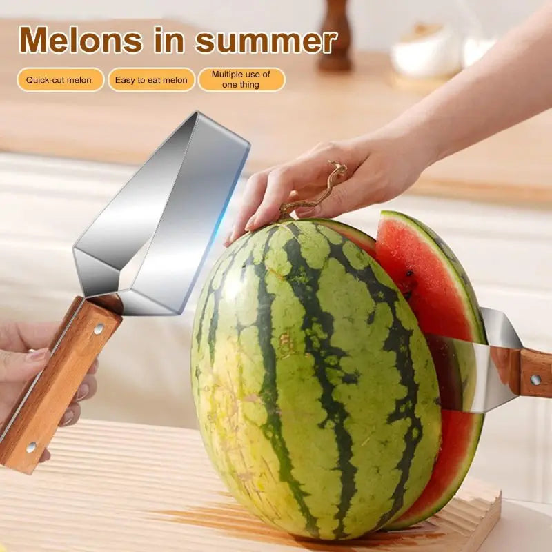 Edelstahl-Wassermelonen-Schneidwerkzeug – 430 Edelstahl, Dreieck-Design, Schutzhülle | Küche & Obst | 8 Varianten