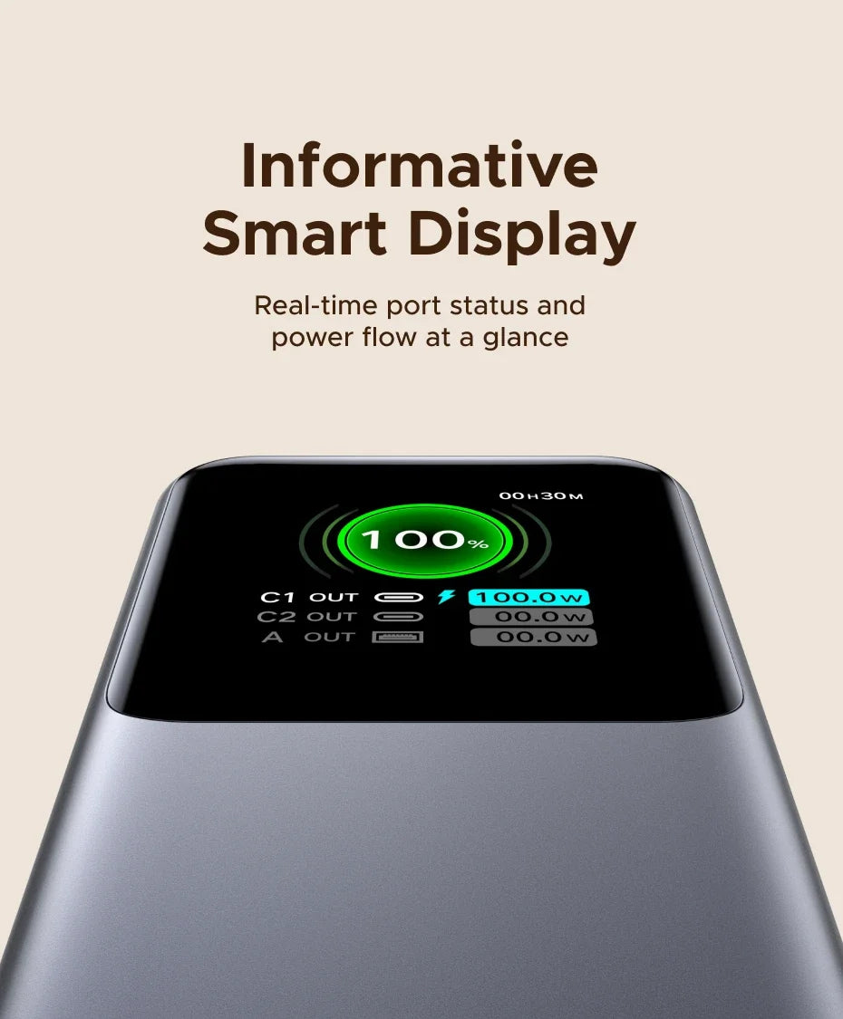 UGREEN Nexode 165W Power Bank 20000mAh Chargeur Portable 100W Max PD3.0 Batterie Externe Câble Intégré pour Ordinateur Portable Téléphone Portable