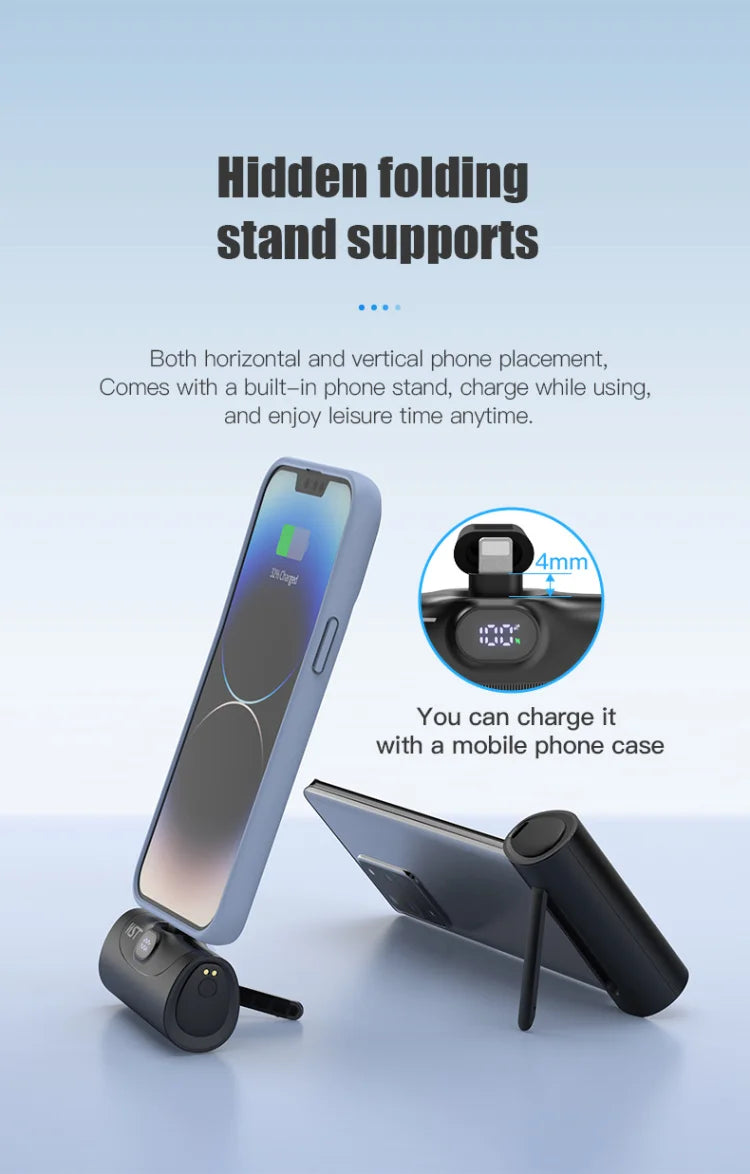 4 x 5000 mAh Mini-Powerbank mit Ladestation, tragbar, PD 20 W, Schnellladegerät, Powerbank für iPhone 16 x Samsung Xiaomi Poverbank