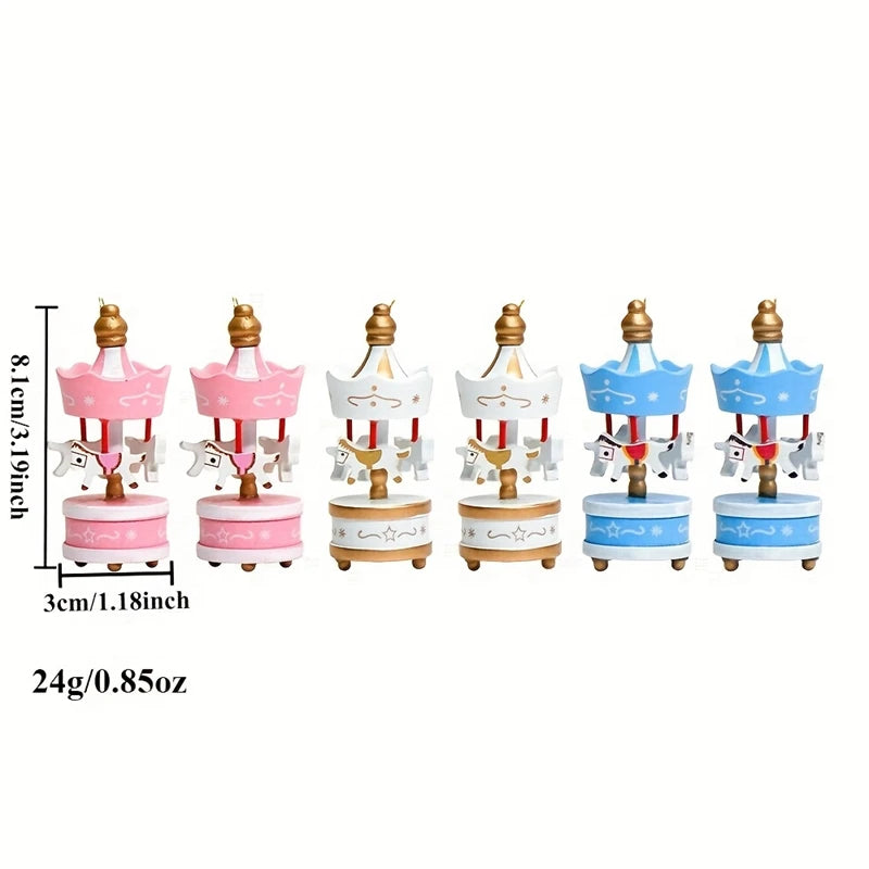 6Pcs Holz Karussell Pferd Hängen Ornamente Für Weihnachten Baum Dekor Frohe Gehen Runde Anhänger Home Party Festival Dekoration