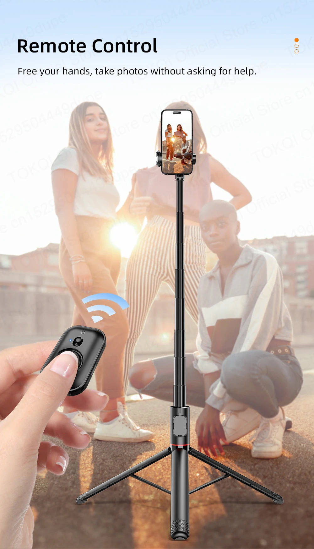 TOKQI C10 Selfie Stick Stativ – 1,83m / 72 Zoll, Bluetooth, Aluminium | iPhone & Android