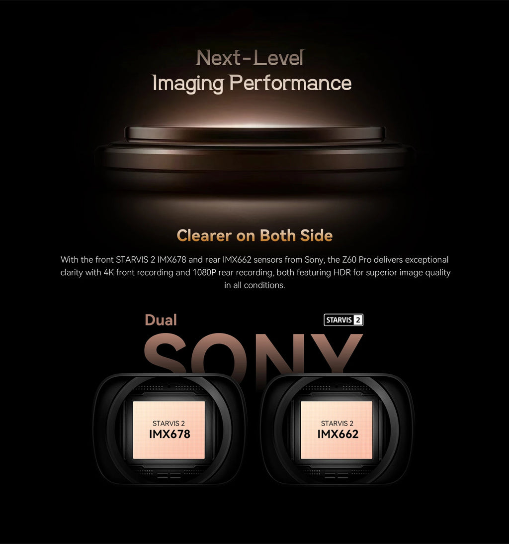 2025 neue DDPAI 4K Dash Cam Z60 Pro Unterstützung Vorne und Hinten Innen Auto Kamera SONY STARVIS2 678 Sensor 5GHz Wi-Fi ADAS 4G Auto DVR