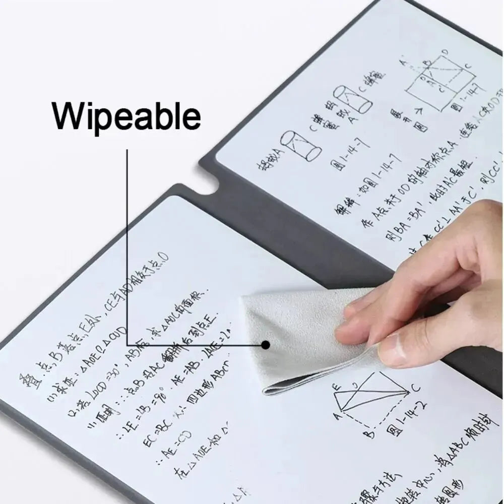 1-teiliges wiederverwendbares Whiteboard-Notizbuch-Set mit Whiteboard-Stift, Löschtuch, Leder, Notizblock, Wochenplaner, tragbar, stilvoll, Büro