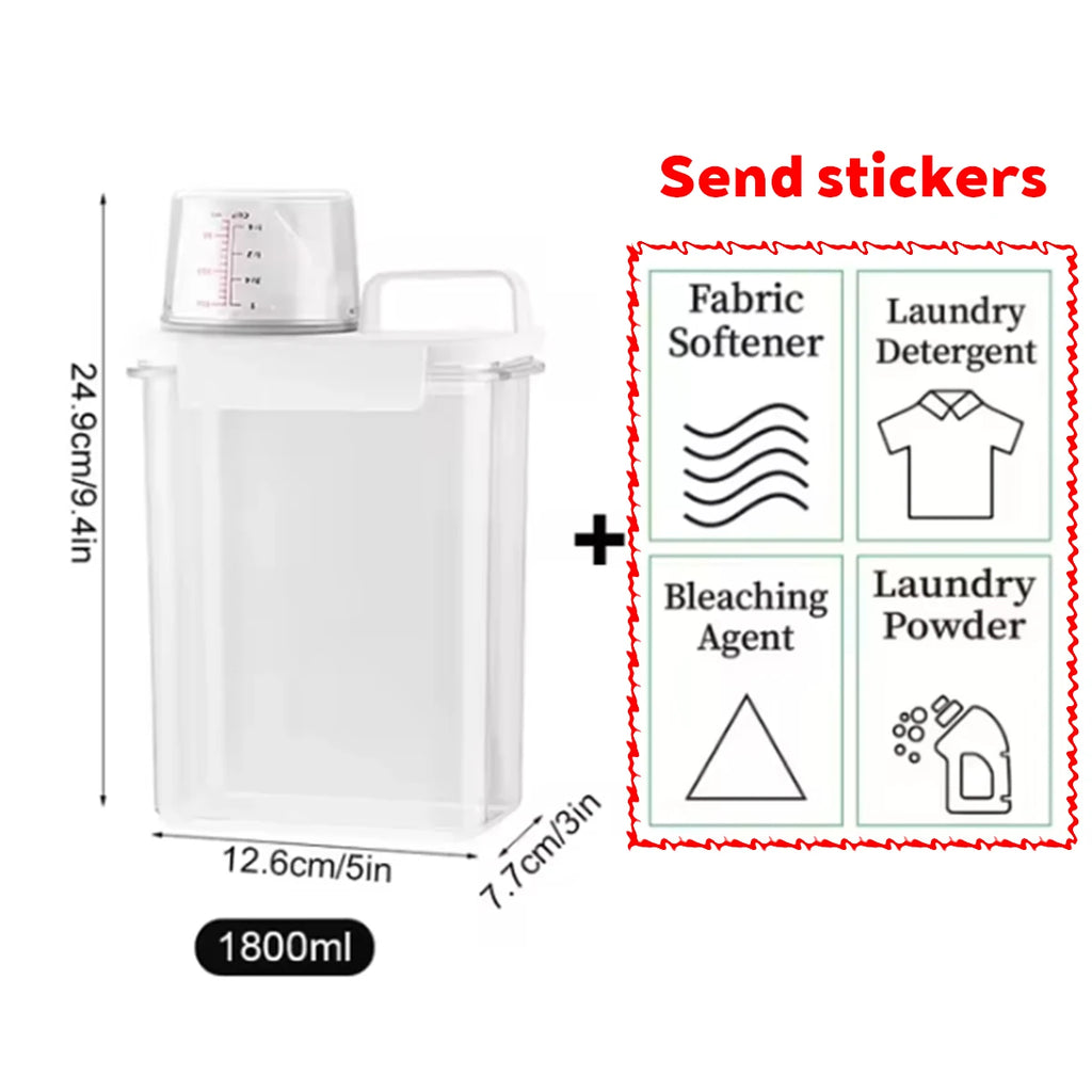 Boîte de rangement hermétique de 2 300 ml pour lessive en poudre, avec couvercle, pour céréales et eau de Javel, avec étiquettes
